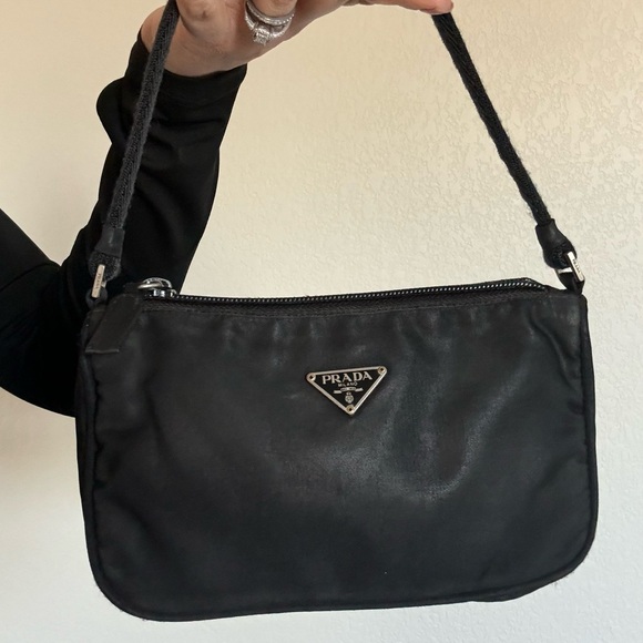 PRADA handbag accessory pouch handbag Pocono triangular logo plate Tessuto - Picture 2 of 9